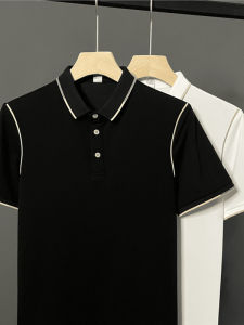 Mens Slim Fit Polo Shirt Color Block Design Summer Trendy Collar Breathable Comfortable Short Sleeve Fashionable Casual Wear