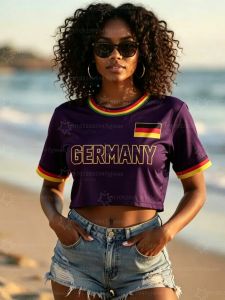 2026 MEN Women Cheerleaders Germany Football Cropped Jersey Soccer O-Neck Short Sleeve Jersey T-Shirt Tees Hip Hop T-Shirt