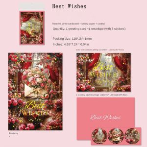 5Pcs Vintage 3D Greeting Card Cross-Border Art Card Series Christmas Holiday Decoration cute decoration
