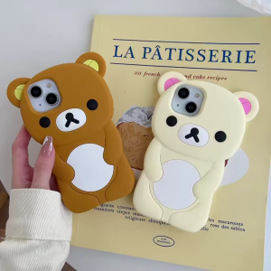 3D Dễ Thương Phim Hoạt Hình Gấu Rilakkuma vỏ mềm Silicone Trường Hợp Đối Với iPhone 17 Pro 16 15 14 13 12 11 Pro Max Mini Cộng Với XS XR 5 6 7 8 Cộng Với