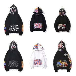 ali9 ซิปด้านบน 2024 รุ่นใหม่ BAPE  เสื้อสเวตเตอร์หัวลิงฉลาม 3D เสื้อคลุมมีฮู้ดพิมพ์ลายดิจิตอล