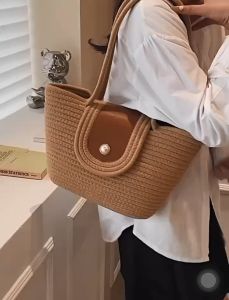 EMS fashion Handwoven Straw Handbag Rattan Woven Hand Bag  Ladies Handmade Straw Beach  Boho sling bag