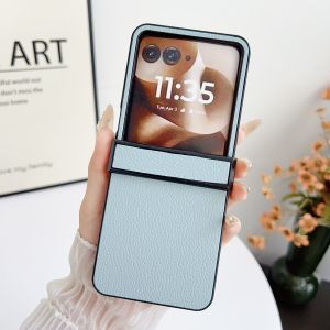 szhaiyu | Luxury Leather Hard Shell Phone Case for Motorola Razr 50 60 70 Ultra Razr 70+ Hinge Skin Fell Protective Shockproof Cover