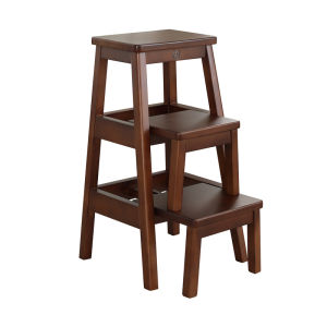 Solid Wood Foldable Multifunctional Step Stool 3 Steps