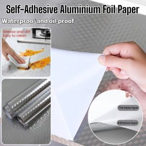 Thickened Waterproof Self-Adhesive Aluminium Foil Paper Waterproof Oil-Proof Heat Resistance Wall Stickers for Kitchen