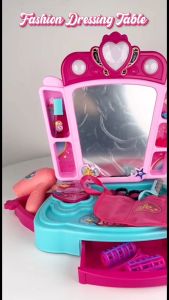 BYJ Fashion Dressing Table with Music and Light Beading and Haircut Set Pretend Toys Gift For Girls