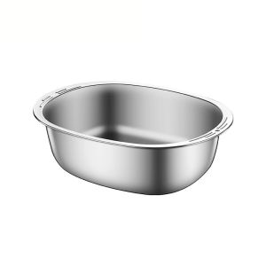 304 Stainless Steel Rice Washing Basin Oval Egg Shape Wash Basin Kitchen Fruit Drain Basket Rice Sieve Vegetable Washing Basin
