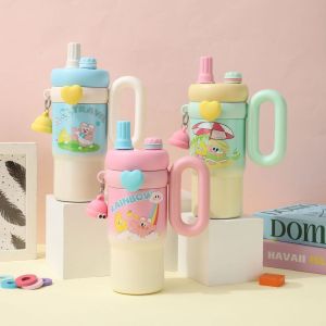 JIYAN2866 850ml Vacuum Cup Cartoon Large Capacity Thermal Bottle Creative 316 Stainless Steel Tea Cup Birthday Gift