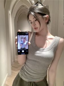 ไหล่ สายคล้อง เสื้อกั๊ก ผู้หญิง ฤดูร้อน สีบริสุทธิ์ สลิมฟิต คอยูไม่มีแขนทํางาน เสื้อท่อนบน ผ้าฝ้าย 90% วัสดุอื่นๆ 10%