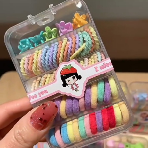 3 IN 1 Hair Accessories Kids Set Cute Hair Clips Colorful Bands Pin Rubberband