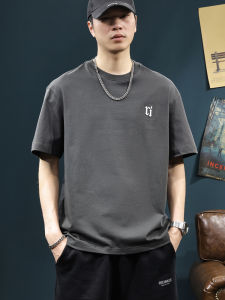 Áo Thun Nam Tay Ngắn Mùa Hè Mới Về Thêu Cotton Nguyên Chất Rộng Rãi Cổ Tròn Thường Ngày Thương Hiệu Thời Trang Thường Ngày