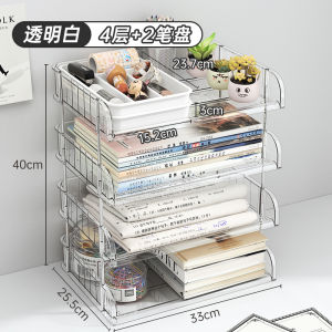 Acrylic Desktop Organizer Shelf Student Dormitory Desk Bookshelf Office Workstation Storage Book Sorting Rack Simple Style
