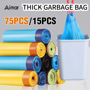 Drawstring Garbage Bag 15pcs/Roll trash bag Thickened Automatic Closing Kitchen Garbage Bag