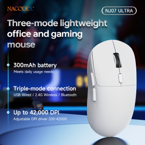 AJAZZ | AJAZZ NJ07/MC/Ultra Tri-Mode Wired/Bluetooth/2.4G Office and Gaming Mouse 12800 DPI 1000Hz Report Rate