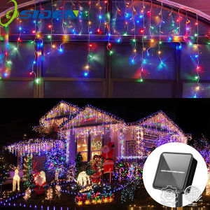 8M solar ice strip light waterproof LED string light outdoor decoration fairy light curtain light suitable for Christmas Ramadan lampu xmas gardens taverns streets