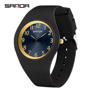 Sanda | Đồng Hồ Thạch Anh Dây Đeo Silicon SANDA 6186 Dành Cho Thanh Thiếu Niên Thời Trang Đơn Giản Màu Đen Đỏ Trắng Đồng Hồ Đeo Tay Ngoài Trời Dành Cho Bé Trai Và Bé Gái