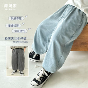 Mosquito-Resistant Loose Fit Tencel Long Pants for Boys Summer New Arrival Childrens Korean Style Casual Knitted Clothing