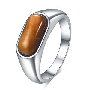 VQYSKO Natural Turquoise Ring for Women Stainless Steel Ring Party Wedding Anniversary Vintage Jewelry Gift Wholesale