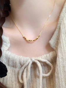 สร้อยคอไททาเนียมทรงสี่เหลี่ยม แฟชั่นเรียบง่าย ไม่ซีดจาง สไตล์สตรีท สร้อยคอทองคำสำหรับผู้หญิง โซ่กระดูกไหปลาร้า