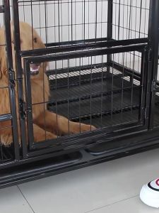 Pet Cage Heavy Duty Cage Square Tube Dog Cage Indoor 4 Wheels Large Metal Stainless Dog Cage with Poop Tray Dog House