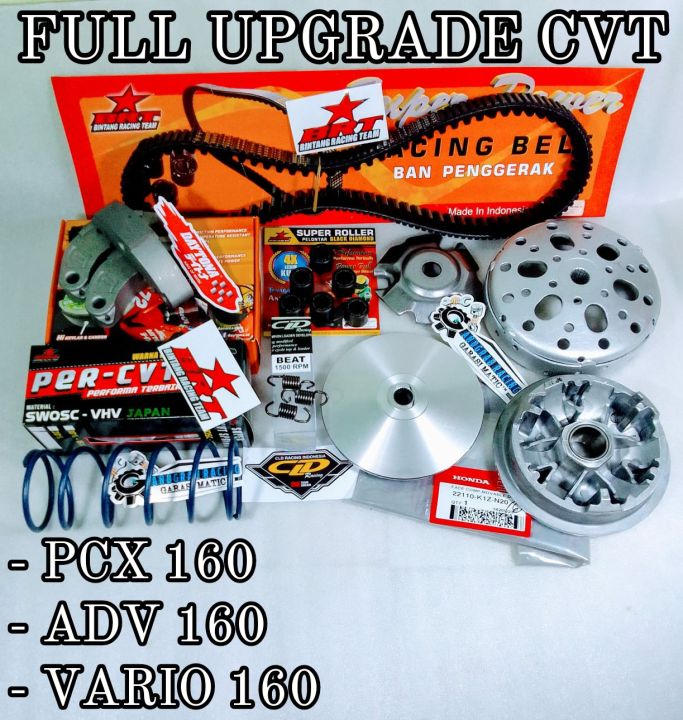 FULL UPGRADE CVT KIRIAN K1Z PCX 160 ADV 160 VARIO 160 UKURAN ROLLER 11 12 13 14 15 GRAM PER CVT BRT VANBELT BRT KAMPAS GANDA DAYTONA KIPAS RUMAH ROLLER 13,8 MANGKOK GANDA CUSTOM BOLONG PER SENTRI CAM BELT 10-15% 20% 25-30%
