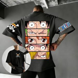 Bandai | 2026 Summer Y2k One Piece Anime Luffy Zoro Sanji Nami Graphic T Shirt Men Women Loose Short Sleeve Tee Streetwear Casual Tops