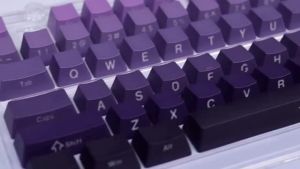 Black Purple Side Engraved Translucent OEM Keycaps 130+ Keys PBT Small Full Set Keycaps for 60/64/84/98/108 Mechanical Keyboards