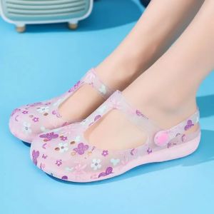 2025 ฤดูร้อนพิมพ์รองเท้าผู้หญิงรองเท้าแตะสุภาพสตรีรองเท้าเยลลี่รองเท้าแตะผู้หญิงสวมใส่ด้านนอกสุภาพสตรี Covered Toe รองเท้าแตะ 36-41