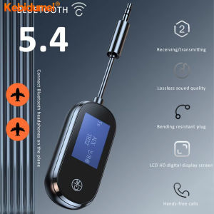 Kebidumei เครื่องส่งสัญญาณ5.4บลูทูธ2 In 1เครื่องส่งสัญญาณแอลซีดีดิสเพลย์ Aux เครื่องส่งสัญญาณเสียงไร้สายอะแดปเตอร์รถยนต์บลูทูธสำหรับลำโพงโทรทัศน์