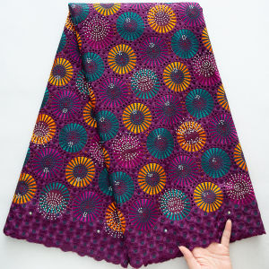 African Goddess Swiss Voile Lace Fabric | Radiant Floral Motif with Sparkling Diamonds For Evening Dresses & Cultural Red Carpet