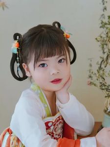 Tóc Giả Nơ Tết Tròn Đen Phong Cách Trung Hoa Cổ Điển Cho Bé Gái QiQiShop