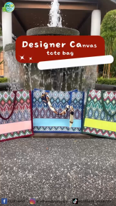 [READY STOCK] B0408 - Designer Canvas Tote Bag (Colourful Motif Batik)
