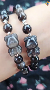 Collection Grade Silver Obsidian Bear Bracelet