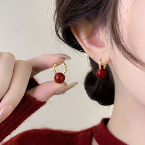 Pianist | Retro Red Glazed Bead S925 Silver Earrings