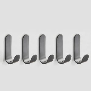 5pcs Adhesive Duty Wall HooksStainless Steel Hooks For Hanging Hat Towel Robe Hook RackWall Mount-Bathroom And Bedroom Racks