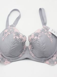 Bra Full Cup U-Neckline Fixed Strap Gathered Side Gather Thin Cotton for Young Women D Cup Bra Underwear Ensemble