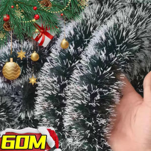 60/2m Christmas Green Cane Ribbons Garland Flower Ribbons Xmas Tree Ornaments Wreath Hanging Pendant Wedding Party Decoration