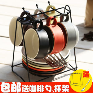 European Minimalist Creative Ceramic Coffee Cup with Saucer Spoon Set Storage Cup Holder Bone China Office Mug Water Cup