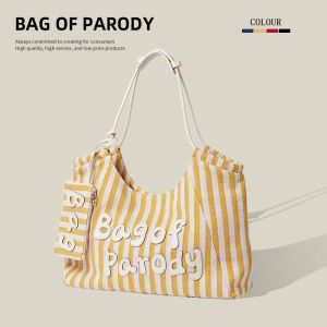 Large Capacity Canvas Tote Bag Commuter Underarm Handbag Single Shoulder Bag British Style Casual Shopping Bag Shape