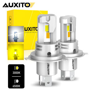 AUXITO 2Pcs Canbus H4 LED Headlight Bulbs Dual Color Yellow High Beam White Dipped Beam 9003 HB2 Car LED Front Head Lamp Fanless