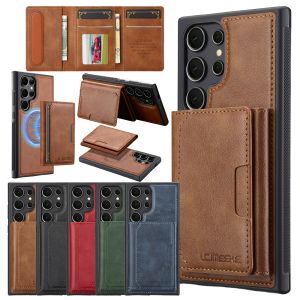 2 in 1 Wallet Leather Case for Samsung Galaxy S26 Ultra s25 Edge Plus S24 S23 Fe S22 S21 Cards Bag Wireless Charging Phone Cover