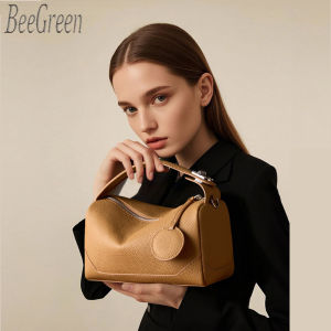 BeeGreen Women Genuine Leather Small Shoulder Bag Classic Boston Handbag Elegant Commuter Bag Versatile Sling Bag
