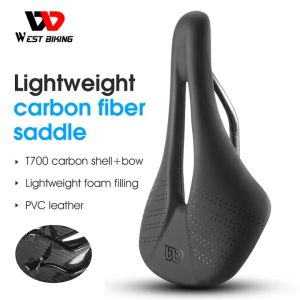 WEST BIKING 125g Ultra-light Bike Saddle Seat Comfortable Shockproof Waterproof Short-Nose Saddle For MTB Road Bicycle  Elasic Sponge Cushion