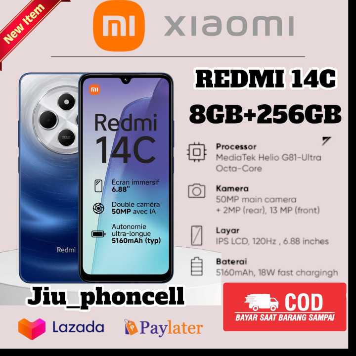Redmi 14C NFC RAM 16 +256 GB, (extend Ram 8+8 GB) kamera 50 mp helio G85  BATRAI 5000 MAH GARANSI RESMI TAHUN (pengganti Redmi 13C)