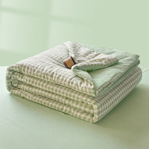 Dansunreve 1 chiếc chăn bông mỏng Chăn mùa hè chỉ được giặt nhỏ mềm cotton kẻ sọc chăn bông đơn giản phong cách Nhật Bản màu xanh lá cây/hồng/xanh dương đơn giản phong cách Nhật Bản Queen King chăn bông kháng khuẩn