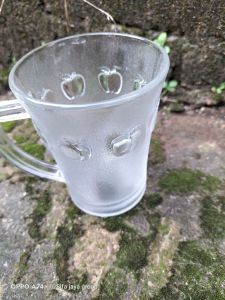 terlaris!!!!!/gelas kopi motif apel murah (1pcs) gelas kaca tebal