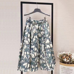 Stylish Versatile High Waist Floral Print Midi Skirt Umbrella Skirt Womens Business Casual mid Autumn New Arrival