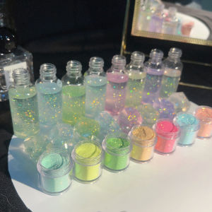 แป้งทาเล็บสีทองประดับเพชร คริสตัลหยดน้ำ ไม่ถูกติดอยู่ในพื้น เสริมแต่งเติม พ่นฝุ่นตกแต่งเล็บ DIY แฟชั่น