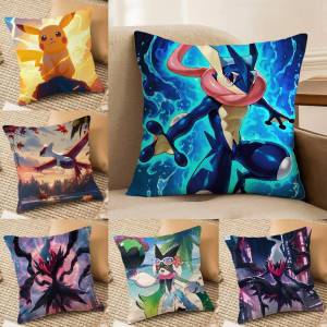 Bandai | Pokemon Elite Four Anime Plush Pillow Cover Soft Short Plush Cushion Cover For Sofa Bedroom Home Decor Gift
