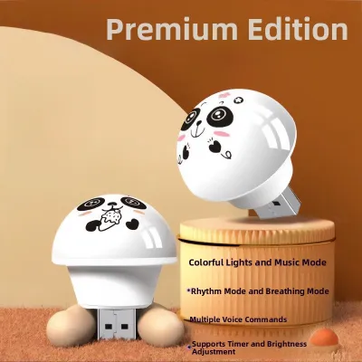 Voice Controlled Panda Night Light Energy Saving Glowing Atmosphere Lamp for Bedroom Dormitory USB Digital Accessories